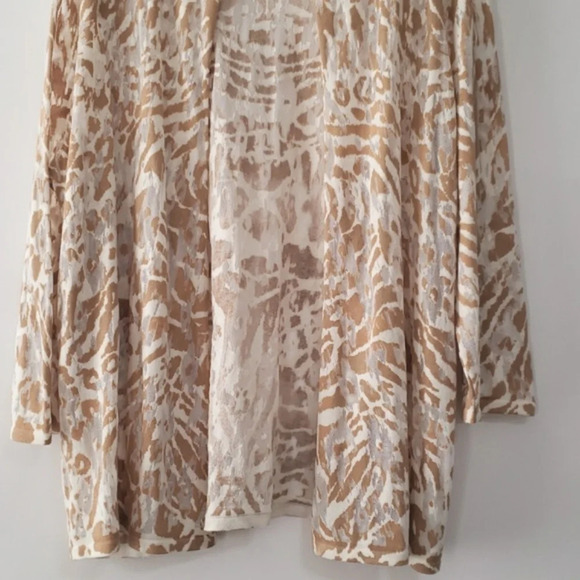 CHICO'S Cardigan Sweater Womens 3 Lightweight Animal Print Open Front Lagenlook - Picture 3 of 13
